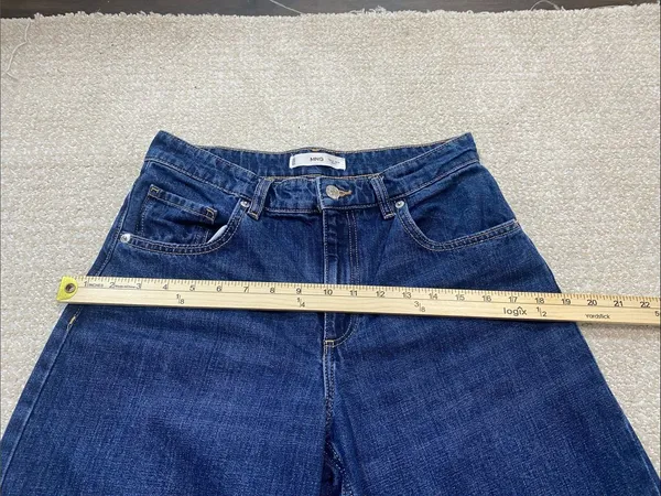 Mango Deep Indigo Wide-Leg Jeans Size 4 100% Cotton - Image 11