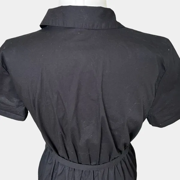 J.Crew Factory Black Shirt Dress Sz 10 Tie Waist Button Front Classic Minimalist - Image 7