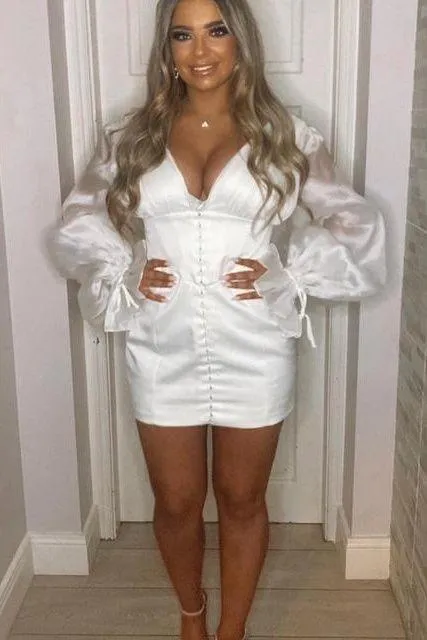 House Of CB 'Matilda' Ivory Satin Corset Mini Dress - Image 3