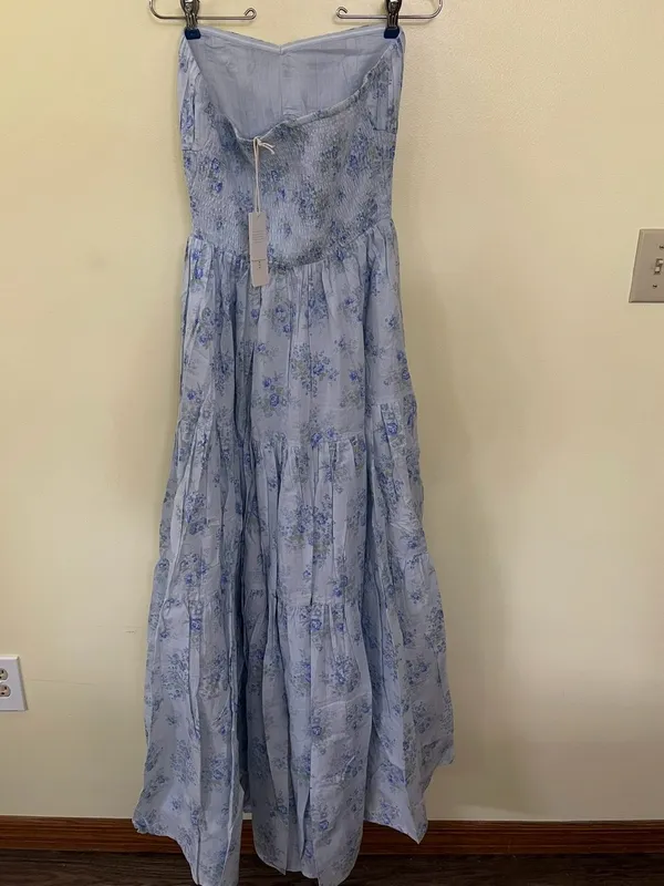 NEW Altar’d State Blue Floral Strapless Maxi Dress Size XL NWT - Image 6