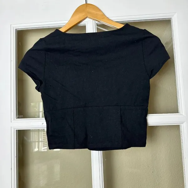 GARAGE Square Neck Corset Style Black Crop Top - Small - Image 4