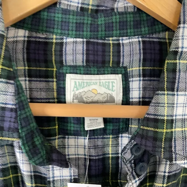 American Eagle Outfitters Plaid Button Down Lounge Flannel‎ Top Size Medium New - Image 2