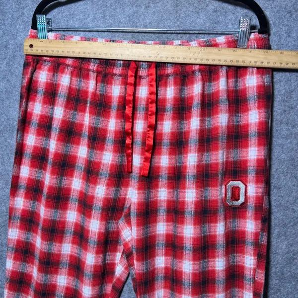 Ohio State Buckeyes Plaid Lounge Pants Sleepwear Joggers Size L‎ Red White - Image 3