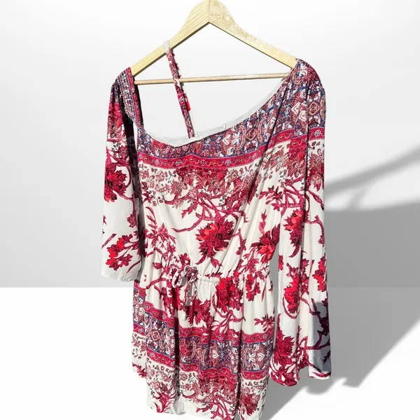 Free People Modern Nomad one-shoulder mini dress featuring a boho floral print - Image 14