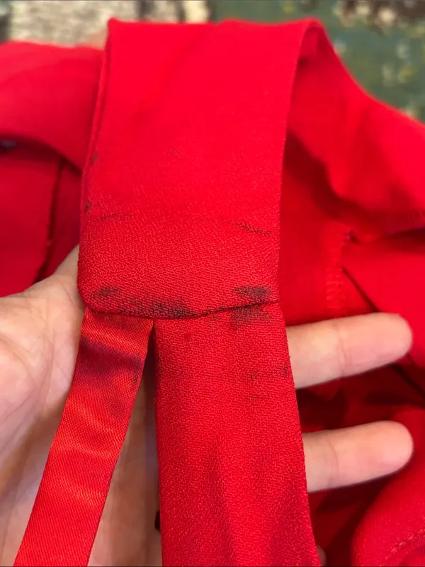 Vintage 80s Solid Red Fitted Full Length Cut Out Formal Dress Size 6 - Image 13