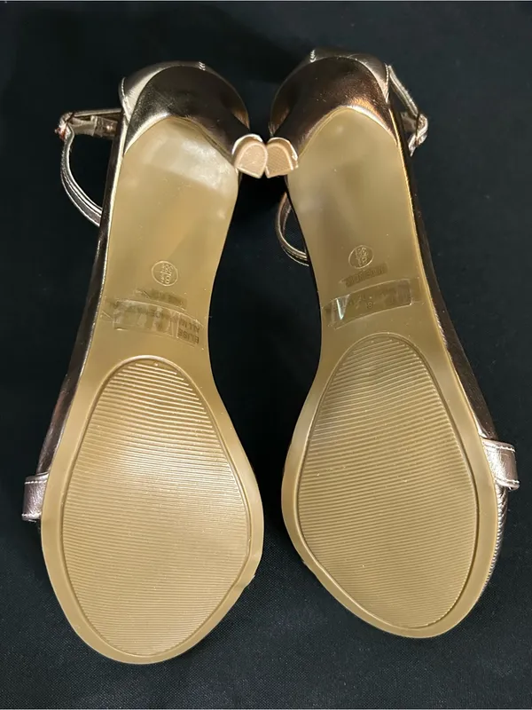 Lulu's Rose Gold Strappy Ankle-Strap Spiked Heels SZ 8.5 - Image 9