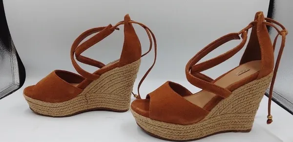 UGG Chestnut Suede Espadrille Wedge Sandals - Image 2