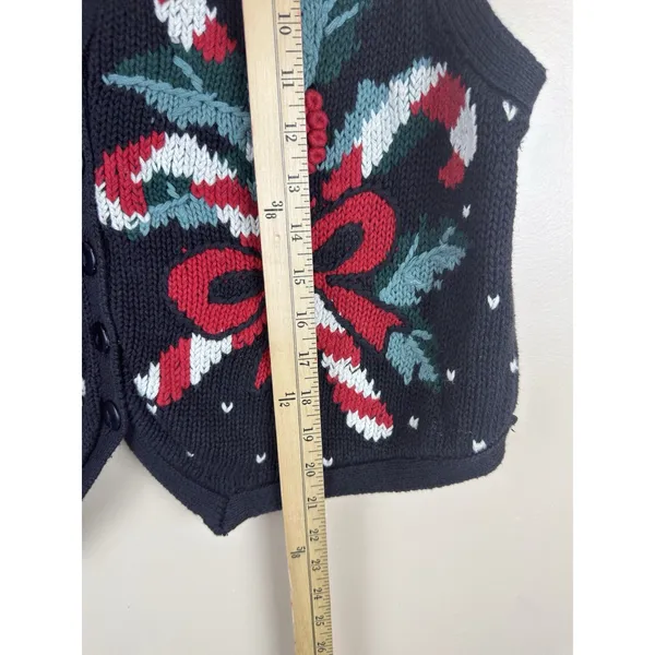 Vintage id Distinctions Christmas Sweater Vest Women’s L Candy Cane Embroidered - Image 7