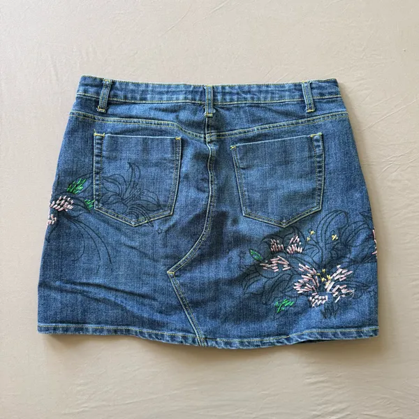 Vintage Baccini embroidered denim mini skirt - Image 2
