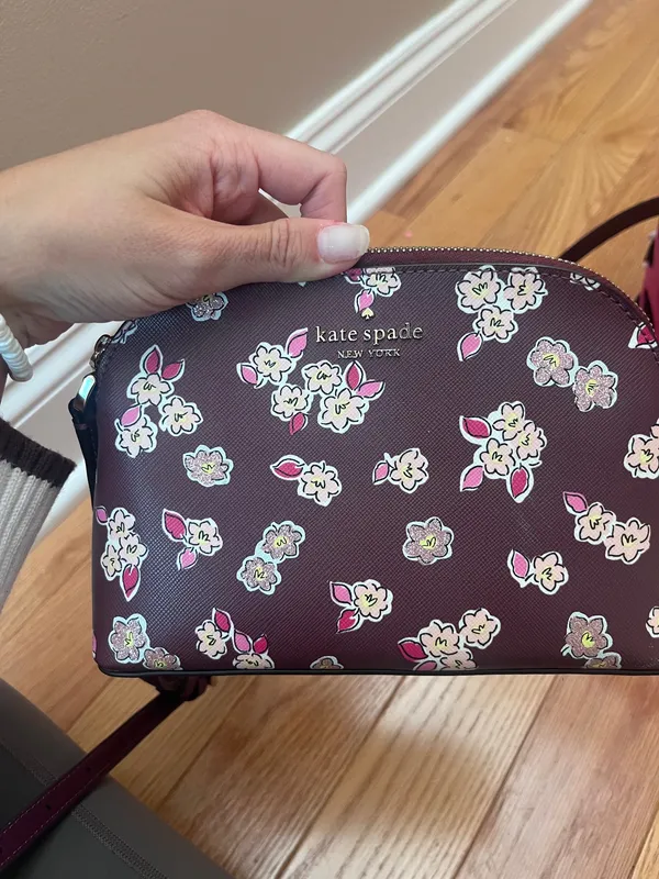 Kate Spade Crossbody Purse Floral Purple - Image 8