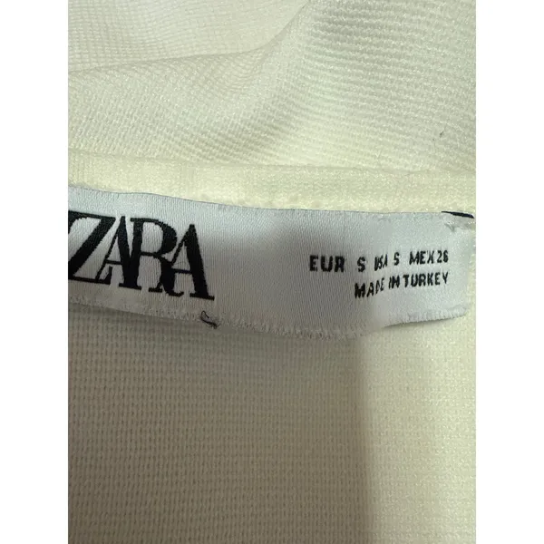 Zara White Sleeveless Crew Neck Cami Camisole Tank Mini Shift Dress Size S - Image 3