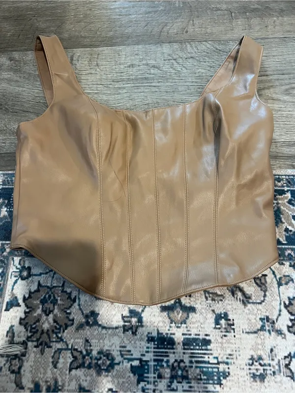 Abercrombie Brown Faux-Leather Corset Tank Top - Women - Image 5
