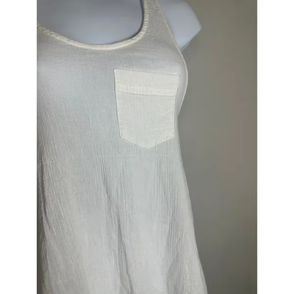 Victoria's Secret White Cotton Macrame Fringe Racerback Tank‎ Cover-Up Dress S - Image 3