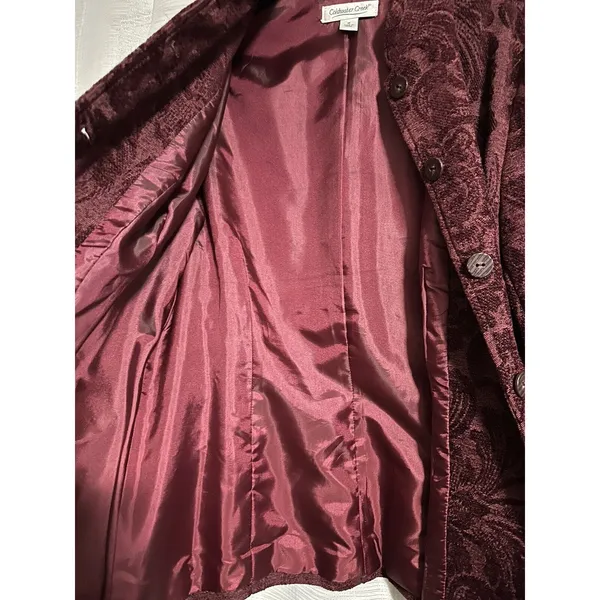 Coldwater Creek Jacket Maroon‎ Red Women Tapestry Button Up Long Sleeve SZ M - Image 10