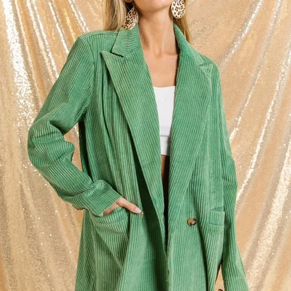 BiBi Vintage Washed Peak Lapel Double Breasted‎ Blazer - Image 3
