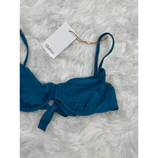 Quince Italian Demi Bikini Top Lagoon Teal Blue Size Small - Image 6