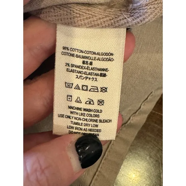 Free People Pink Distressed Button Front Crew Neck Lou‎ Military Jacket Size M - Image 11