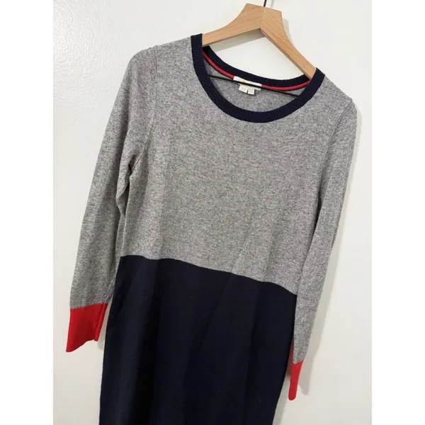 Boden Colorblock Knitted Sweater Dress Grey Navy Wool Cashmere Viscose Cotton 12 - Image 3