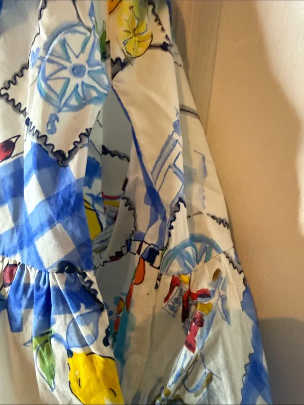 entro Blue & Yellow Capri Print Gingham Shirt Boutique Dress - Image 5