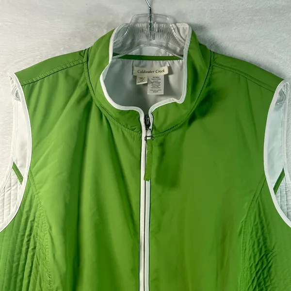 Coldwater Creek Womens 2X Lime Green Quilted Full Zip Mock Neck Vest - Image 4