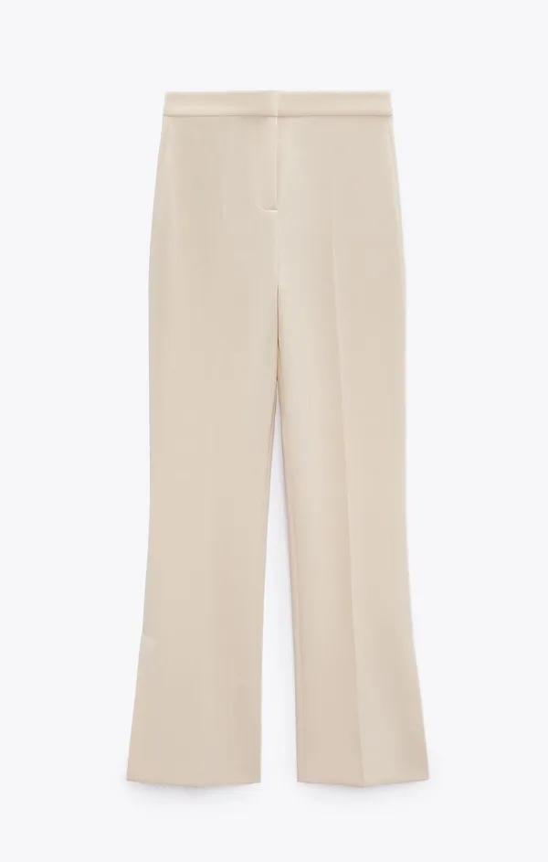 ZARA Cream Beige Wide Leg High Waisted Soft Pants - Image 5