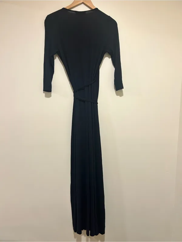 Lulus Garden District Black 3/4 Sleeve Wrap Maxi Dress Size Medium - Image 4