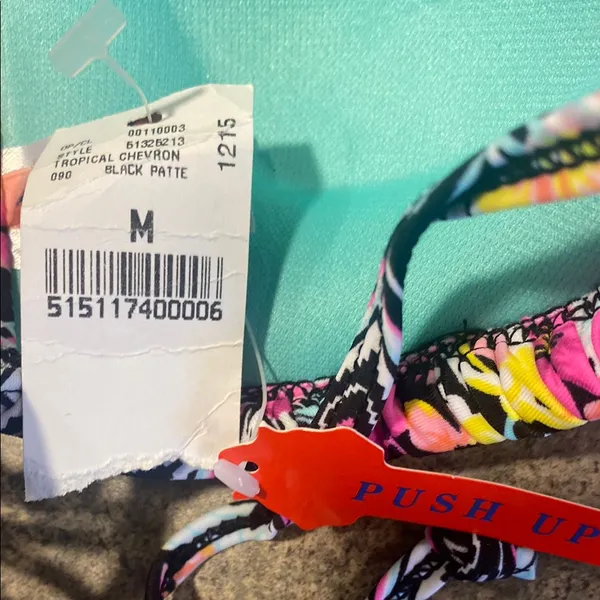 Wet Seal Multicolor Floral Print Push-Up Bikini Top with Teal Lining - Image 3
