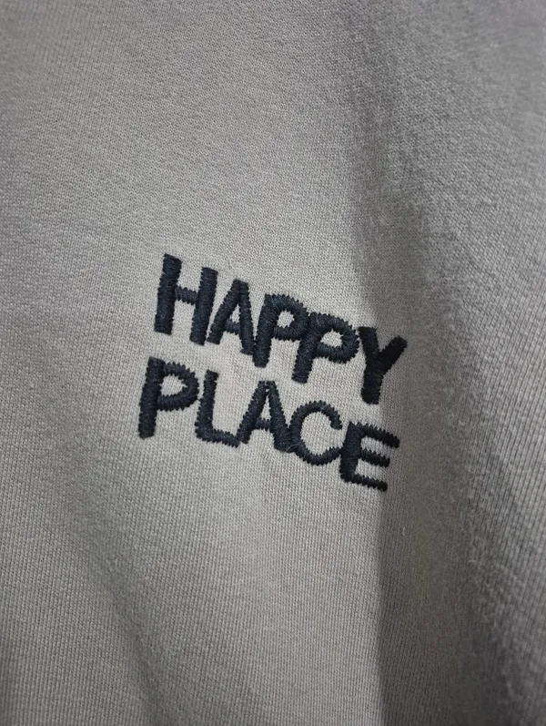 Kerri Rosenthal Beige Boyfriend Hoodie with Color-Block Smiley Back Size Large - Image 3