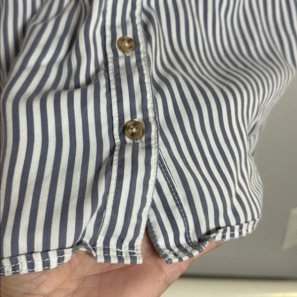 Abercrombie & Fitch Blue White Stripe Shirt Dress Pockets Preppy Beach Old Money - Image 4