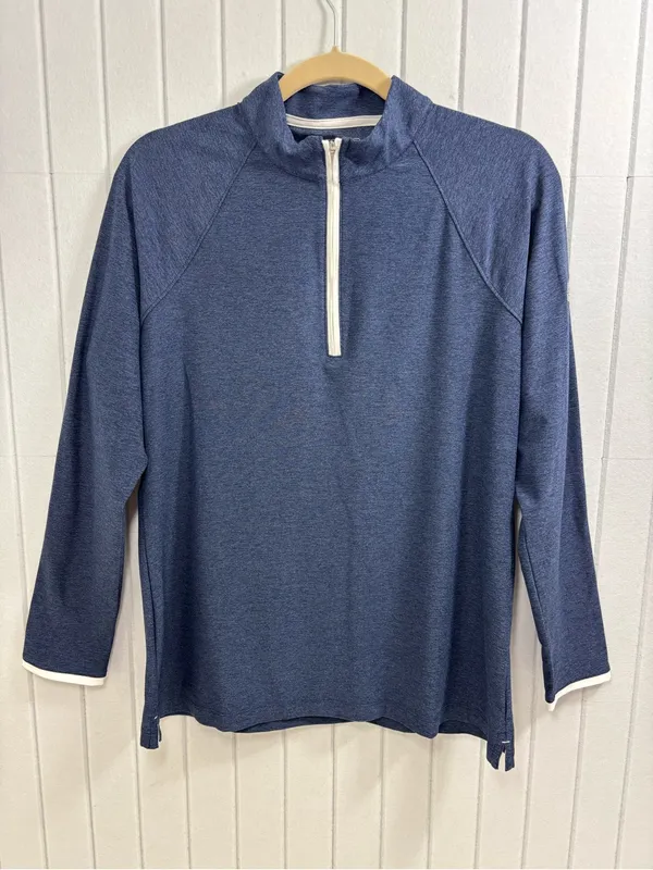 Peter Millar Navy Quarter-Zip Pullover White Trim Performance Top Size L NWT - Image 3