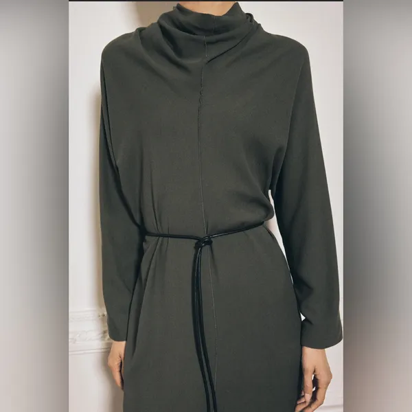 Zara Olive Green Midi Dress‎ minimalist women's size XL NWOT - Image 3