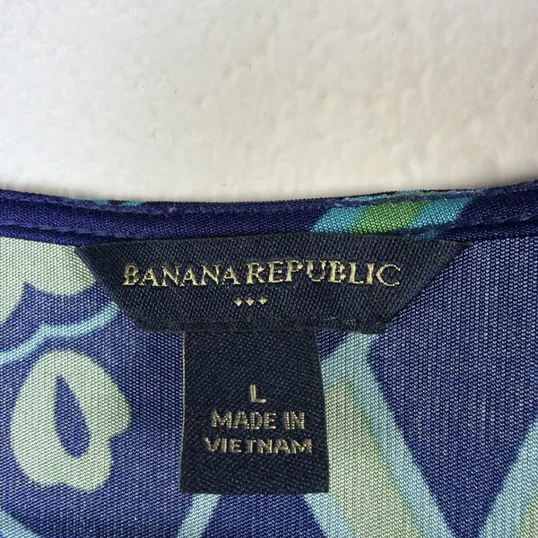 Banana Republic V Neck Dress large Navy Green A-Line Women's boho resort travel - Image 6