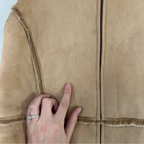 Live A Little Faux Suede Faux Fur Tan Vest Bohemian Casual Western 70s Retro XL - Image 9