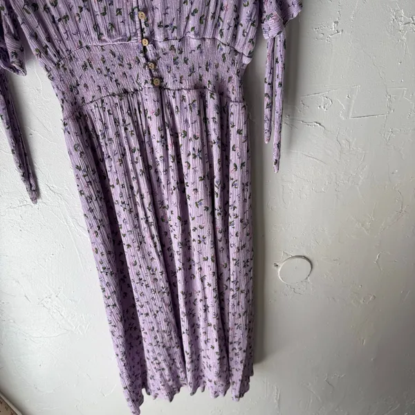 Reborn J Large Purple Floral Cottage Smocked Babydoll Midi‎ Dress Kentucky Derby - Image 3