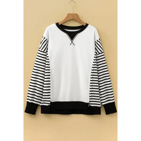 Color-Block Striped Long Sleeve Sweatshirt - Large - Image 5