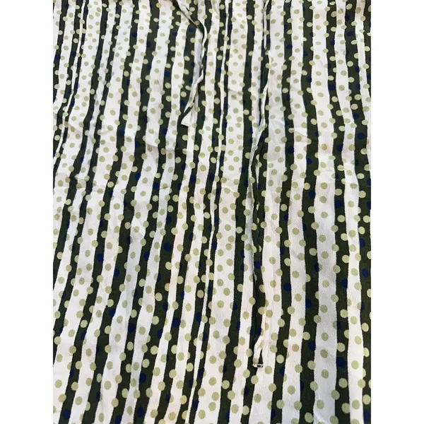 Banana Republic Women 6 Green Cream Striped Polka Dot A-Line Rayon Mini Skirt - Image 2