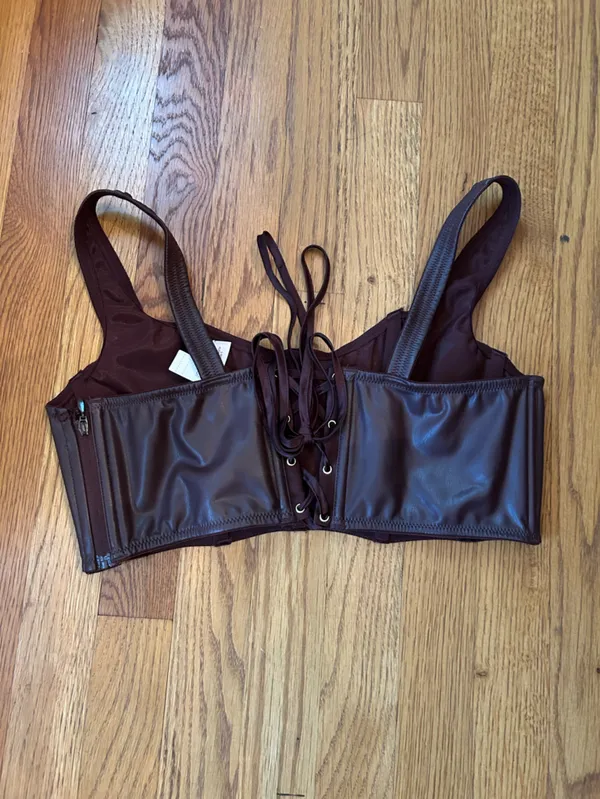 Victoria's Secret Brown Faux Leather Bralette large - Image 2
