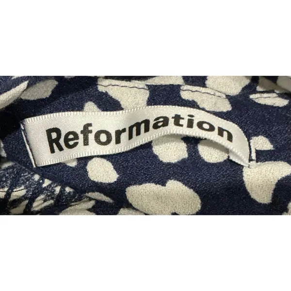 REFORMATION Humphrey Dress Navy White‎ Abstract Animal Print Mini Sweetheart 4 S - Image 6