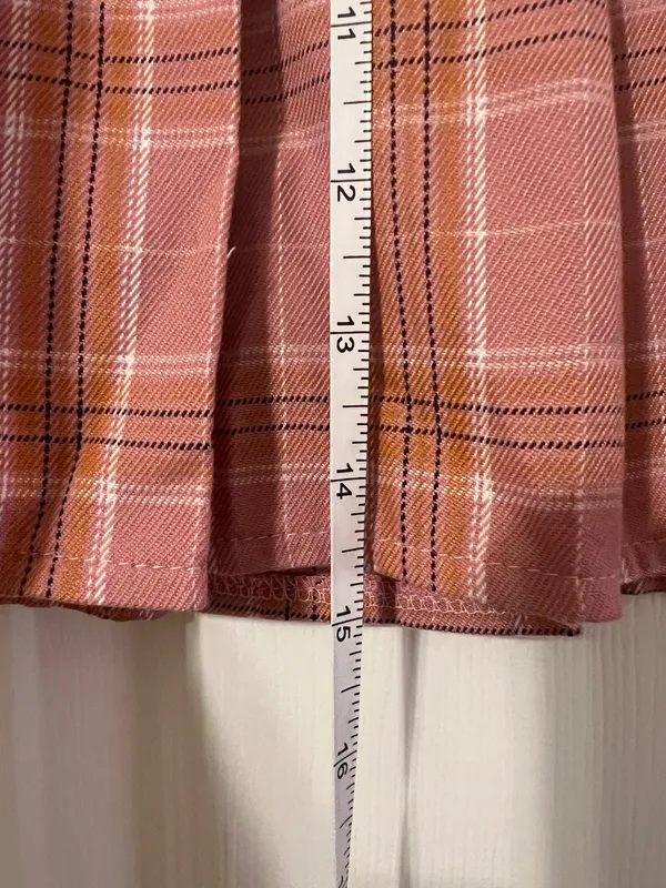 Amazon Pink Plaid Pleated Mini Skirt - Image 6