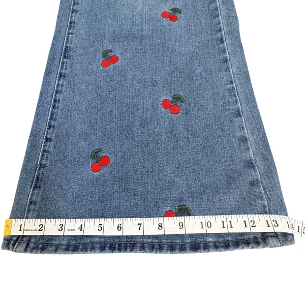 Ashley Mason Cherry Embroidered Wide Leg Jeans Women 7/28 Festival‎ Rockabilly - Image 12
