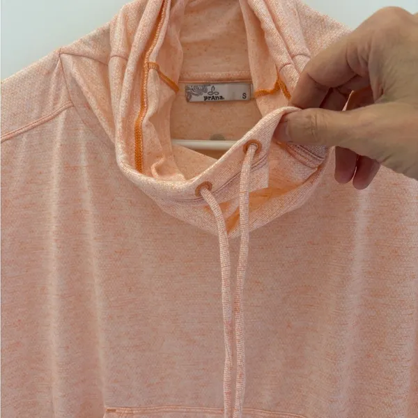 Prana Peach Heather Cowl Neck Hoodie Pullover Athleisure Yoga Top size S - Image 6