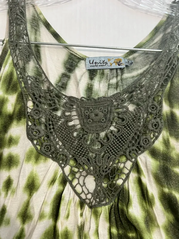 Unity World Wear Green Tie-Dye Sleeveless Top - Image 2