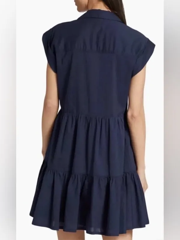 VERONICA BEARD Trisha Tiered Button-Front Mini Shirtdress Medium - Image 4