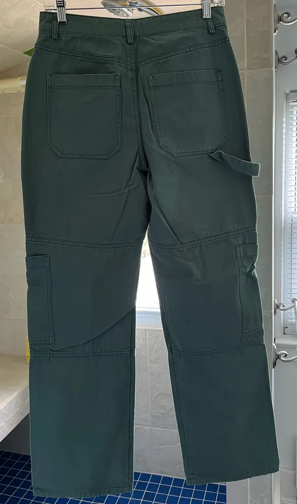 Forever 21 Wide Leg Carpenter Teal Green Pants Size Medium - Image 2