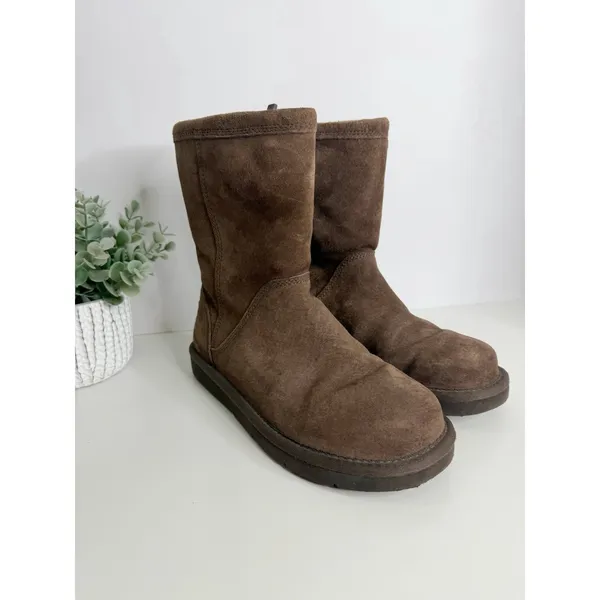 UGG Australia Roslynn 1889 Brown Leather Sheepskin Size 6 Zip Closure Y2K Cozy - Image 2