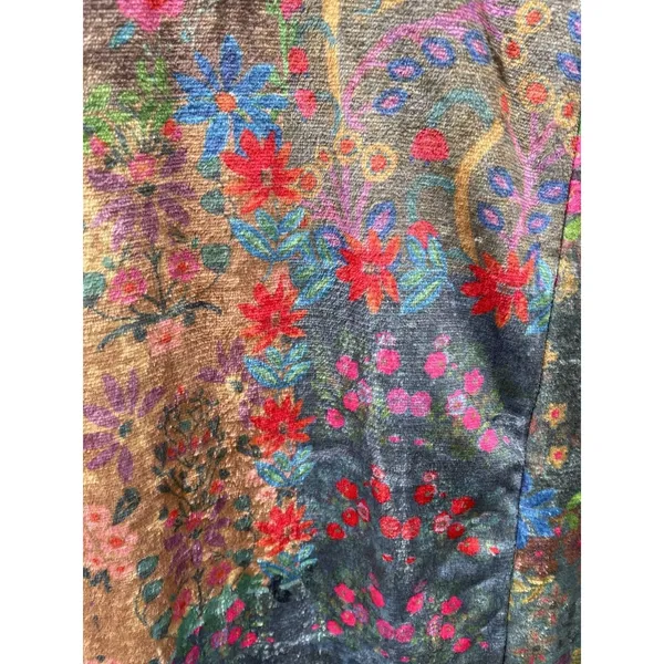 Natural Life Floral Soft Fleece Pajama Jumpsuit Large Zip-up Boho Cozy Colorful - Image 5
