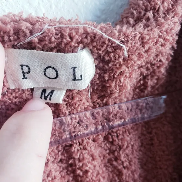 POL Ribbed Fuzzy Knit One Sholder Chunky Sweater - Image 5