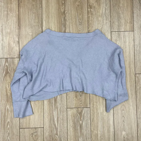 Light Lavender Ribbed Button-Front Cropped Cardigan, large - Image 2