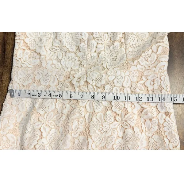 Dress Forum L Ivory Lace Open Back Cocktail Occasion Dress Wedding Halter Mini - Image 16