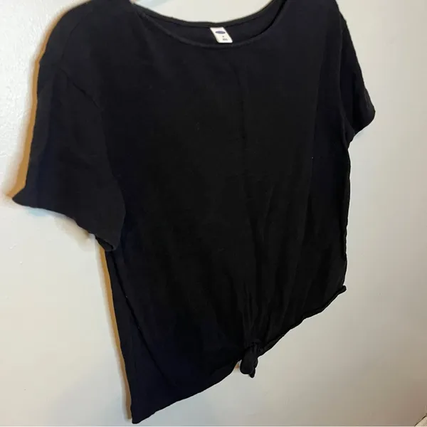 Old Navy Black Tie-Front Cotton T-Shirt – Women’s Medium - Image 3